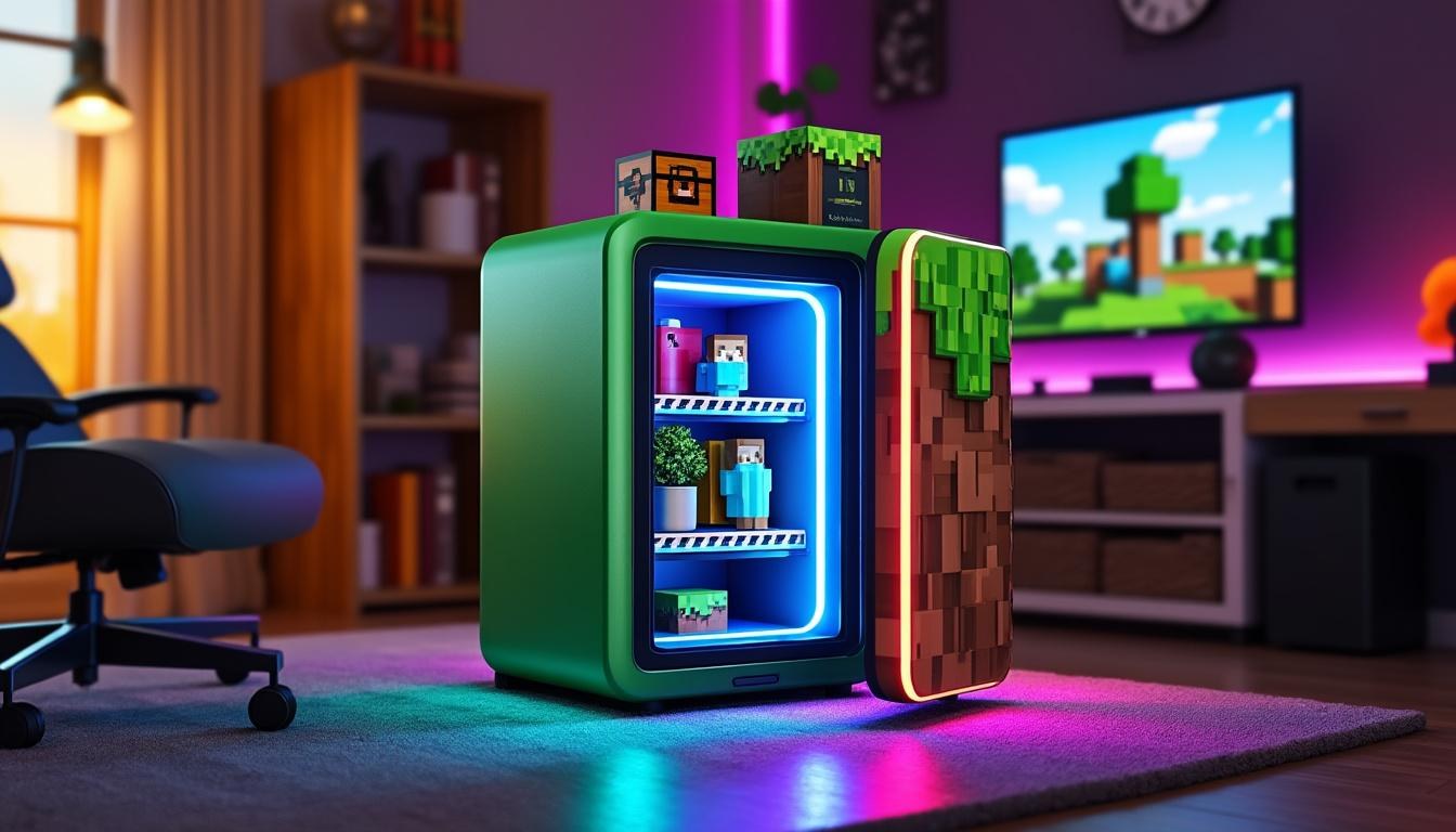 découvrez le mini frigo minecraft, l'accessoire parfait pour garder vos boissons au frais tout en décorant votre setup gaming avec style et originalité.