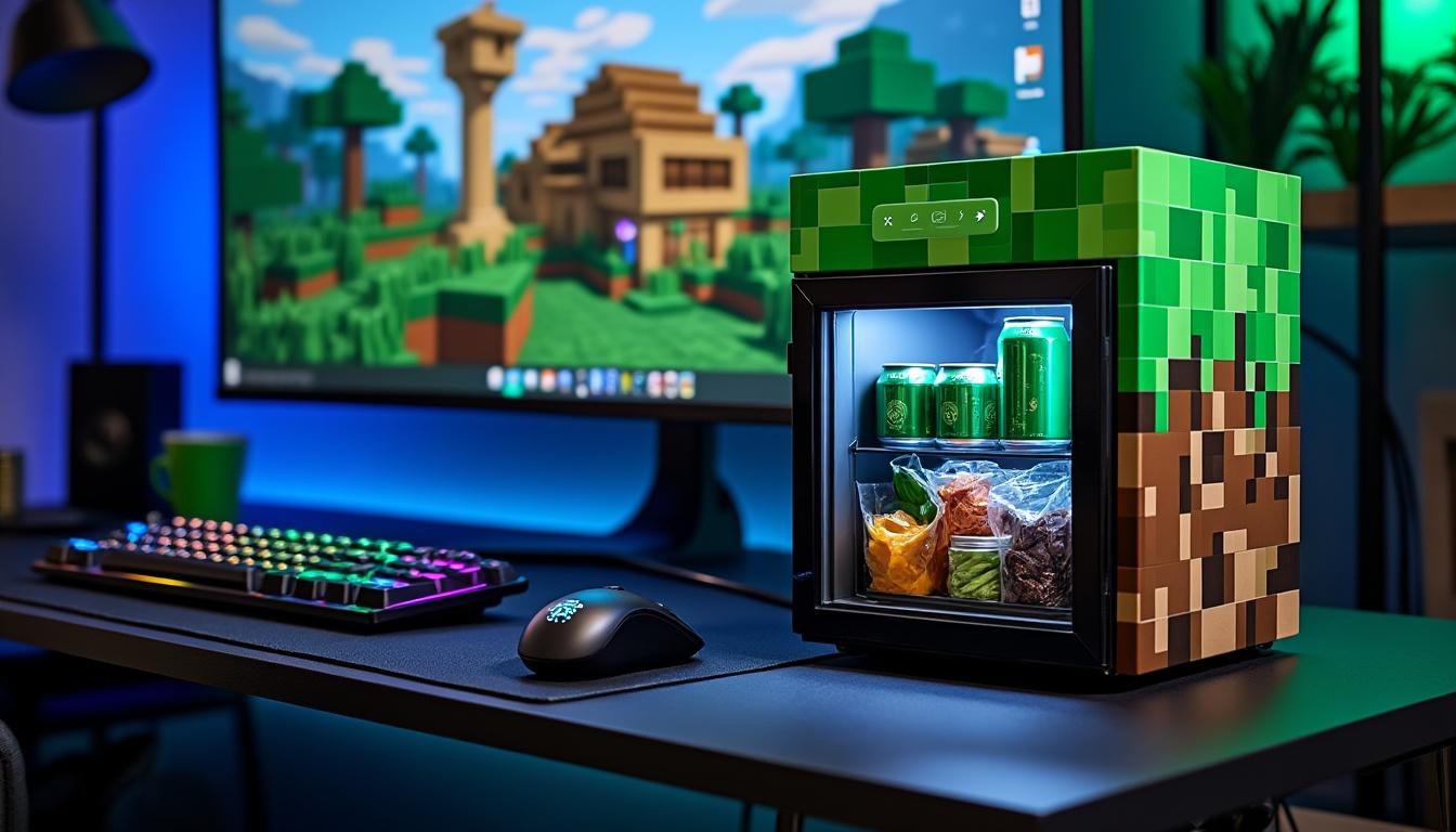 Mini frigo Minecraft ️ : l'indispensable du setup gaming 🎮