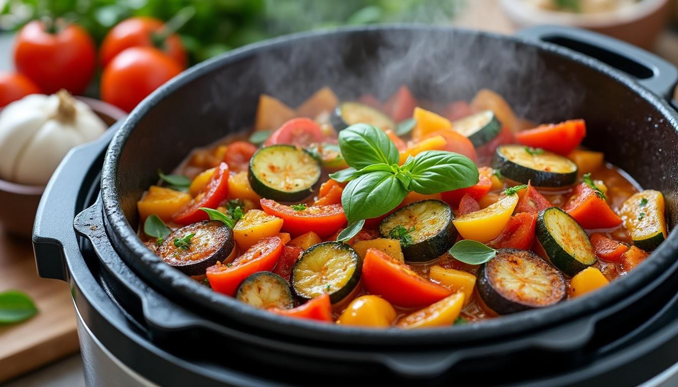 découvrez la recette rapide de la ratatouille au cookeo, un plat plein de soleil idéal pour un repas savoureux et facile à préparer.