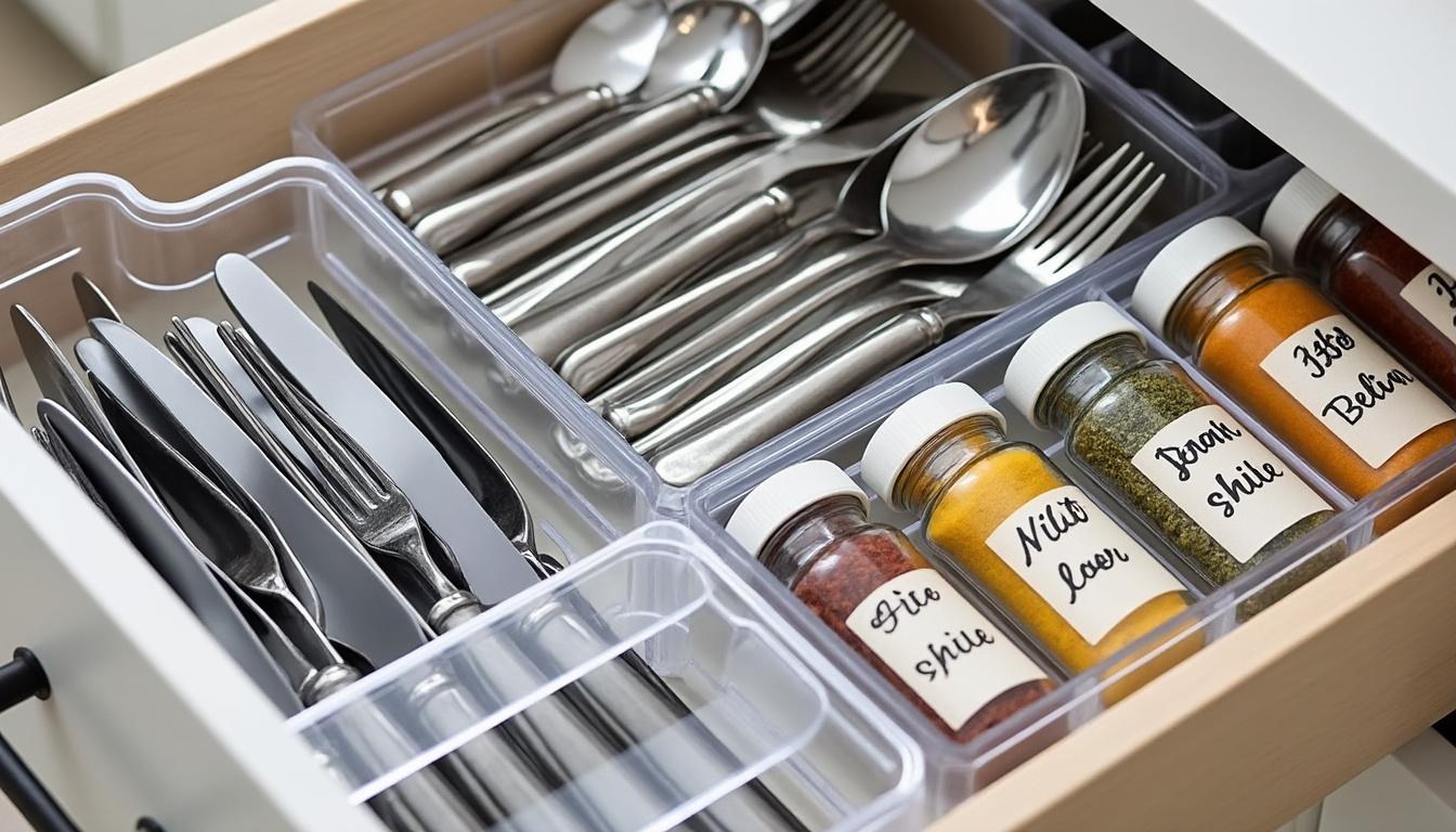 découvrez l'organisateur de tiroir, la solution idéale pour garder votre cuisine bien rangée et ne plus jamais perdre vos ustensiles. gain de place et efficacité garantis !